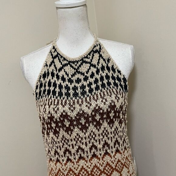 Free People Ikat Oasis Maxi Dress Halter Crochet 
Knit buckles size M NWT - Picture 6 of 12
